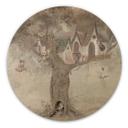 Houten Wanddecoratie Toverboomhut met elfjes - Ms Tiff - Rond