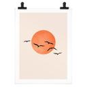Póster Aves migratorias volando hacia el sol - Kubistika