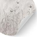 Muursticker wilde bloemenweide met vlinders in Scandinavisch ontwerp - Ms Tiff - Rond