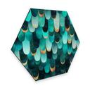 Hexagon Dibond Fredriksson - Turquoise Feathers