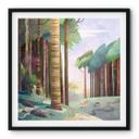 Póster Bosque soleado con ciervos - DigitalArtsi
