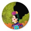 Tableau en verre Hülya - Portrait de Frida  - Rond