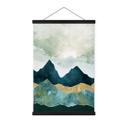 Póster de tela Paisaje soleado en azul y dorado - SpaceFrog Designs
