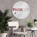 Tableau sur verre rond Banksy - Parking