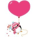Sticker mural - Manchot avec  ballon en forme de coeur