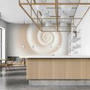 Swirl design fototapet i creme - hypnotisk non-woven tapet til moderne rum