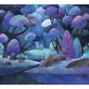 Fotomurale infantil bosque encantado en azul noche - DigitalArtsi