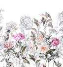 Fototapet med motiv Delikate vintage-blomster i grå og rosa 3,4 x 3,18 m