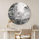 Tableau sur alu-Dibond rond Sir Edward - Paysage avec léopards noir et blanc