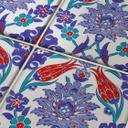 Azulejos Adhesivos Corona de flores oriental - Azul - Lote de 12