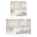 Bos Fotobehang - bos bij het meer in beige mist - Ms Tiff