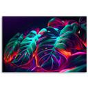 Canvasbillede, Monstera-blade i futuristisk stil