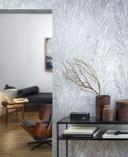 Papel pintado no tejido con brillo y aspecto de abanico gris, textura plateada