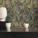 Papel pintado Jungla negro verde - Papel pintado no tejido floral con hojas y flores
