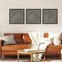 decoración mural 3D paisaje de montaña paneles murales motivo madera geométrico (3 piezas) - MDF