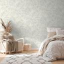 Papel pintado tejido-no tejido jungla blanco plata con efecto metalizado - papel pintado palmeras hojas