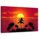Canvasbillede, Solnedgang og palmer