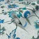 Papel pintado no tejido flores, hojas naturaleza floral en verde