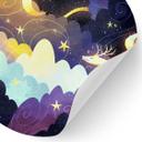 Vinilo decorativo Vuelo de cometas entre nubes estrelladas - DigitalArtsi - Redondo