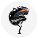 Vinilo decorativo árbol con corona 3D negro - Mielu - Redondo