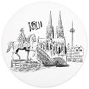 Fototapet - Rundt Love your City - Köln Sort og hvid - vliesetapet/selvklæbende non-woven tapet
