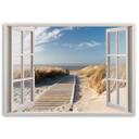 Canvasbillede, Vinduesudsigt over strand