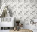 Børnetapet, non-woven tapet med illustration Kids Walls beige, hvid 
