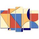 Lærredstryk 5 stykker, geometriske abstraktionsformer