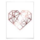 Plakat - Origami hjerte- rosaguldeffekt