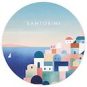 Santorini huser Fototapet - Rivers - Round - vliesetapet/selvklæbende non-woven tapet