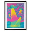 Póster OVNI aterrizando en colores neón - Treechild