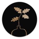 Tableau sur alu-Dibond rond 1X Studio - Feuilles de chêne doré dans un vase