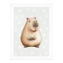 Plakat til børn - Capybara med margueritter