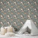 Børnetapet, non-woven tapet med illustration Kids Walls grøn, grå