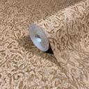 Papel pintado no tejido de color marrón, motivo de pan de oro naturaleza floral