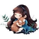 Muursticker La Doll Blanche – Girl with Fox