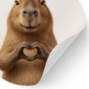 Sticker mural Capybara avec main en cœur - rond