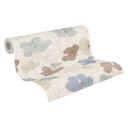 Papier peint non tissé floral - motif à rayures fines dans les tons naturels & gris