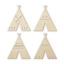 Decoración en madera álamo - tipi cadena de banderines (set de 4) incl. cuerda de algodón