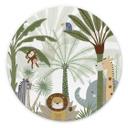 Vægcirkel Oliver Robins - Sweet Jungle Animals – print på aluminium (Alu-Dibond)