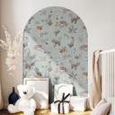 Wallsticker rundbuevægpanel fawn og skovvenner - blå - Kikki Belle - bred