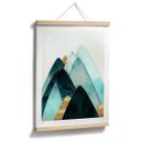 Póster de montañas abstractas en dorado y azul - SpaceFrog Designs