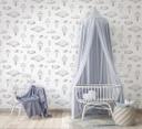 Børnetapet, non-woven tapet med illustration Kids Walls hvid, sort