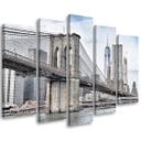 Lærredstryk 5 stykker, Brooklyn Bridge City New York