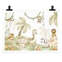 Póster infantil Oliver Robins - Simpáticos animales bajo palmeras