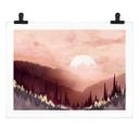 Póster de una puesta de sol rosa sobre el bosque - SpaceFrog Designs