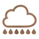 Decoración en madera caoba - Nube con gotas (7 piezas)