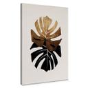 Lienzo Kubistika - Hojas de monstera negras y doradas