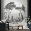 Fotobehang Idyllisch plantenlandschap - Ms Tiff - Rond - Zelfklevend/niet-geweven
