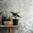 Papel pintado no tejido con hojas en hormigón de aspecto floral gris